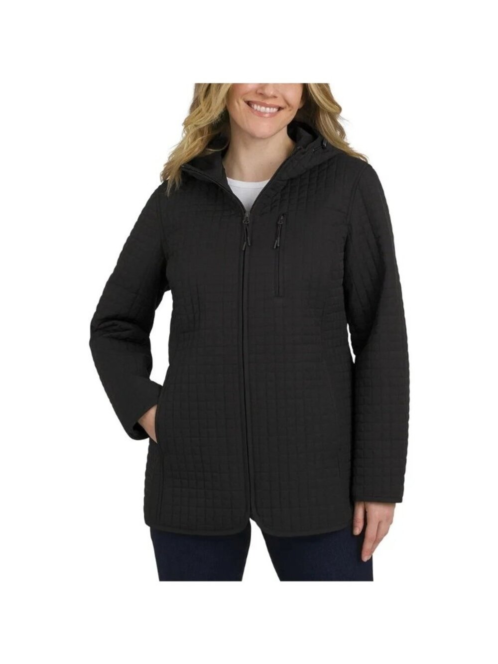 NWOT Lands' End Women's XL Black Quilted Hooded Jacket